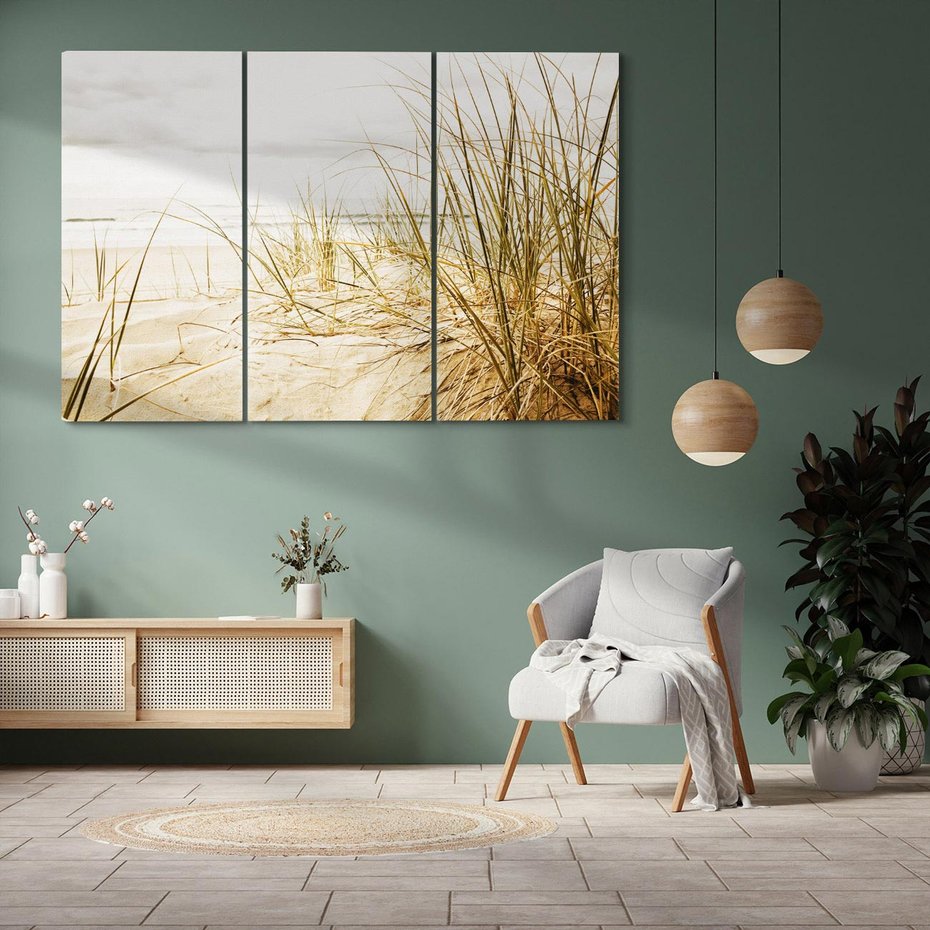 Obraz na płótnie 120x80 - Oaza nad morzem: plaża i roślinność - plaża, morze