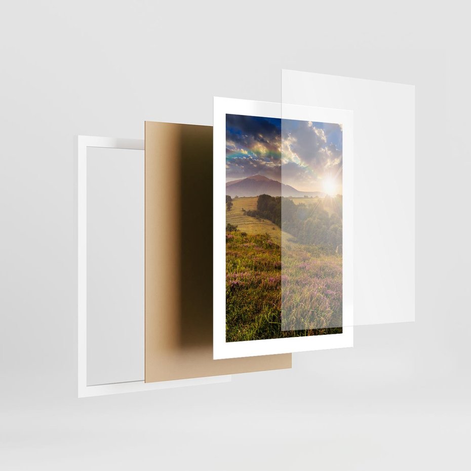 Plakat w ramie 30x40 - Pejzaż na łące - pejzaż, łąka - rama biała