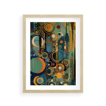 Plakat w ramie 50x70 - Wibracje Wymyślnych Form - abstrakcyjny obraz, mnogość kolorów - rama drewno