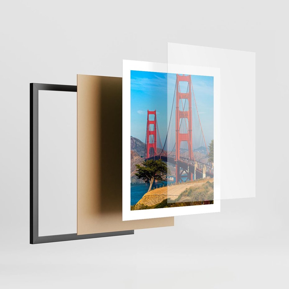 Plakat w ramie 40x50 - W krainie amerykańskich mostów - most, USA - rama czarna