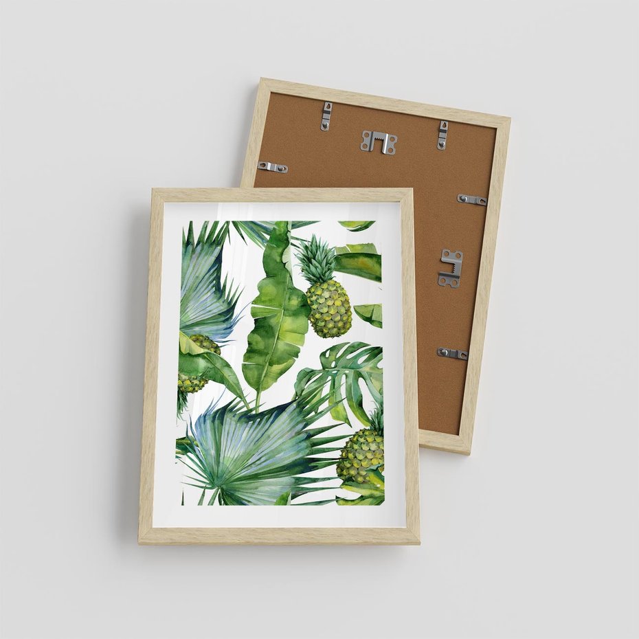 Plakat w ramie 30x40 - Oaza Natury - liście, tropikalne - rama drewno