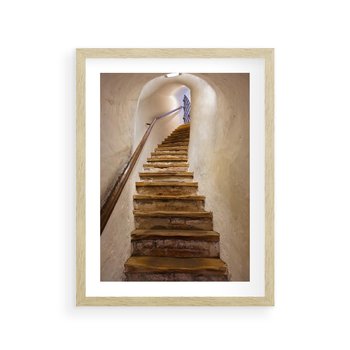 Plakat w ramie 50x70 - Schody Wymiarów - schody, tunel - rama drewno