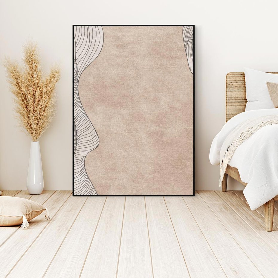 Obraz w ramie 70x100 - Symfonia uczuć i kształtów - delikatna kompozycja, falujące linie - rama czarna