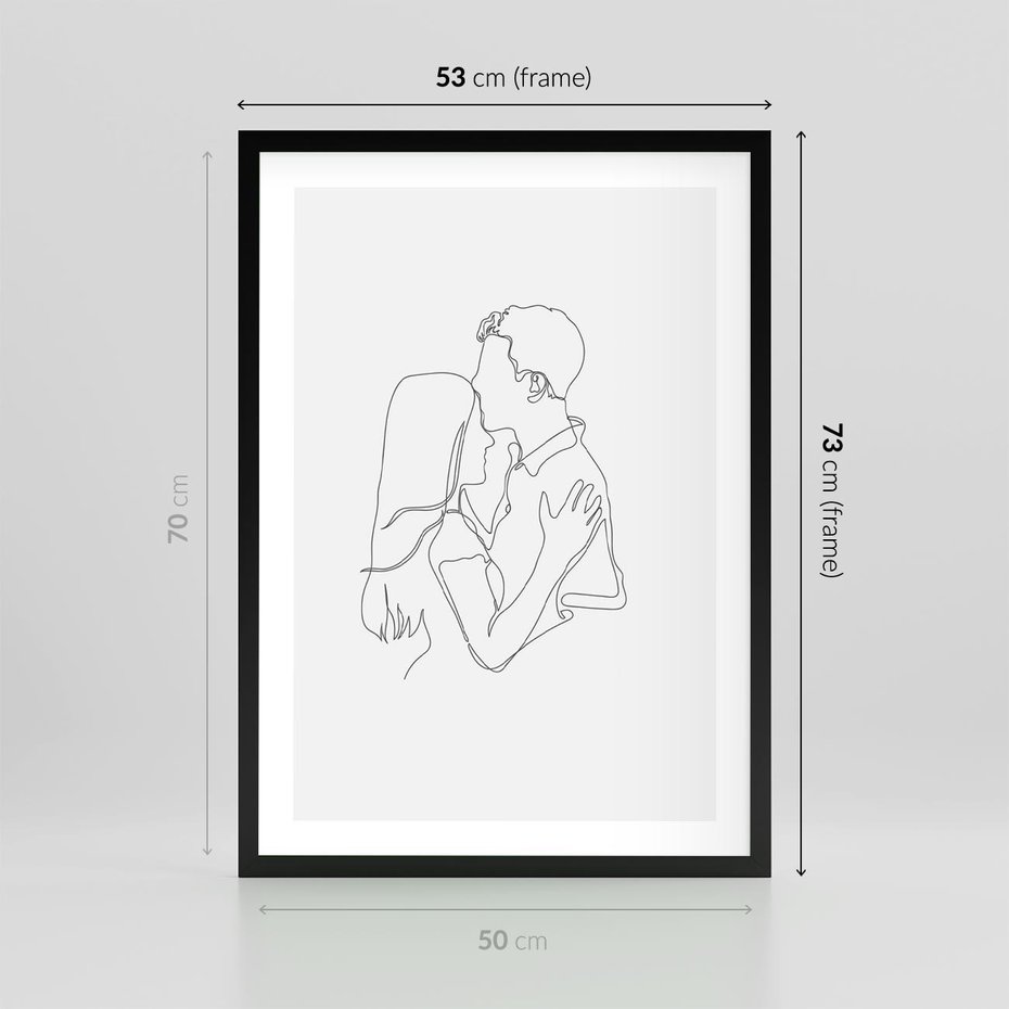 Plakat w ramie 50x70 - Bezgraniczne Przenikanie - para zakochanych, kobieta i mężczyzna - rama czarna