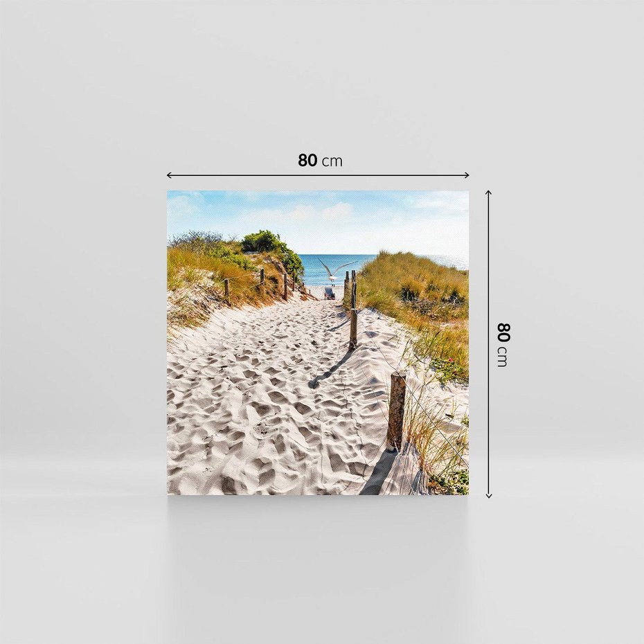 Obraz na płótnie 80x80 - Mewy nad Morzem - plaża, mewy