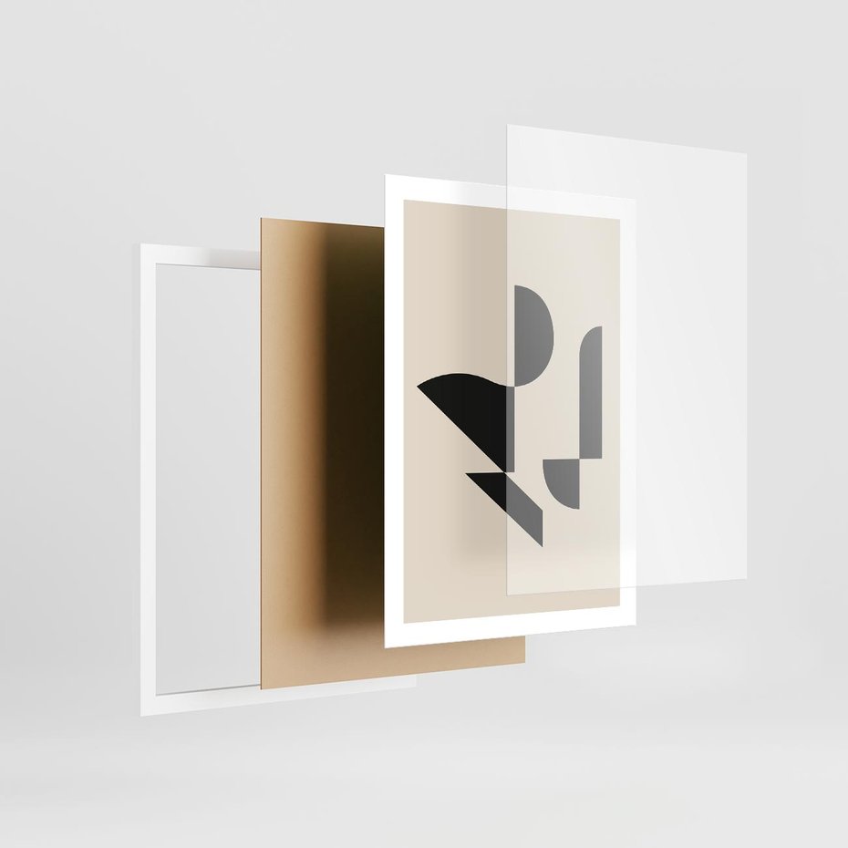 Plakat w ramie 50x70 - Rozkwitająca Abstrakcja - abstrakcyjne geometryczne kształty, minimalizm - rama biała