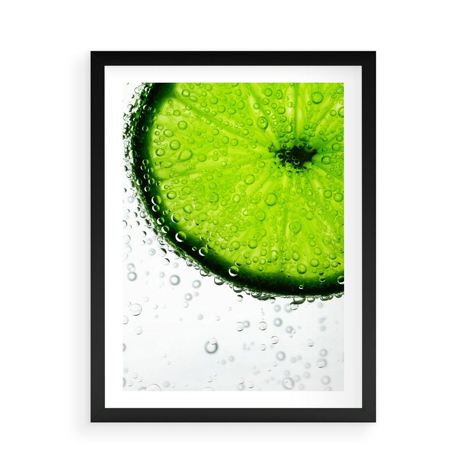 Plakat w ramie 50x70 - Świeżość i kwasowość limonki - limnka, owoce - rama czarna