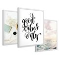 Zestaw obrazy w ramie 30x40 galeria - Good, vibes, plaża, boho, napis - rama biała