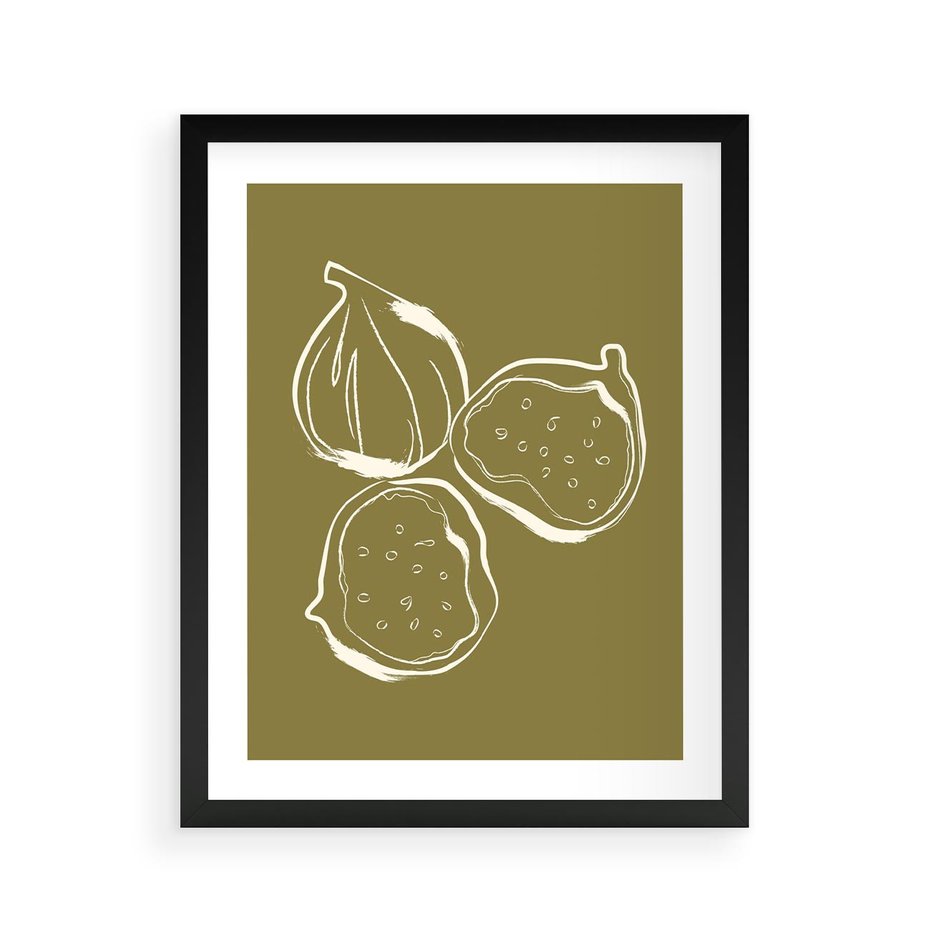 Plakat w ramie 40x50 - Podróżne Barwy - figi, minimalistyczny styl - rama czarna