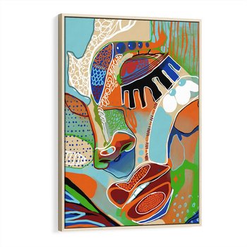 Obraz w ramie 80x120 - Wibracje Kształtów - abstrakcyjny portret kobiety, twarz - rama drewno