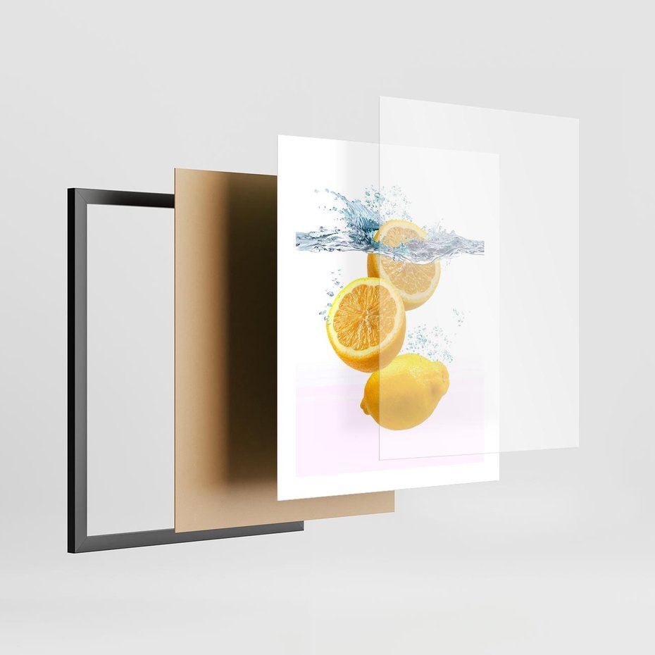 Plakat w ramie 40x50 - Świeże cytryny pełne smaku - cytryny, owoce - rama czarna