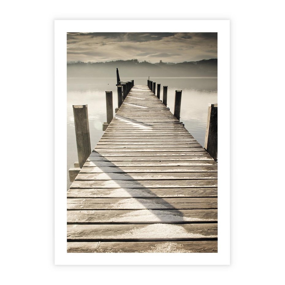 Plakat bez ramy 21x30 - Idylliczny pomost nad jeziorem - pomost, jezioro