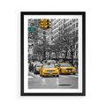 Plakat w ramie 50x70 - Taksówki w Nowym Jorku - taksówki, Nowy Jork - rama czarna