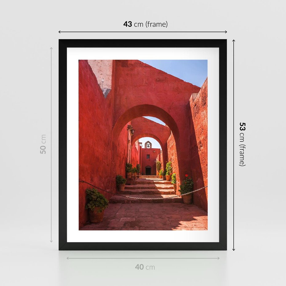 Plakat w ramie 40x50 - Perspektywa Uliczki - uliczka, perspektywa - rama czarna