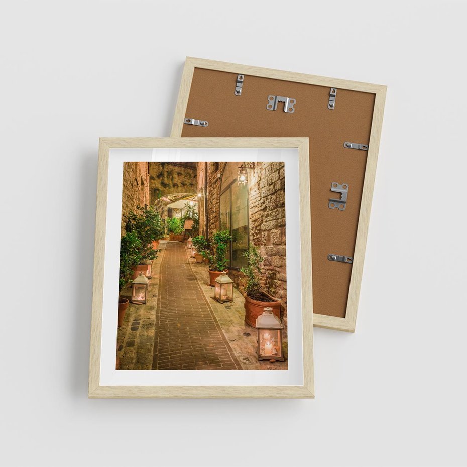 Plakat w ramie 40x50 - Perspektywa Uliczki Miejskiej - uliczka, perspektywa - rama drewno
