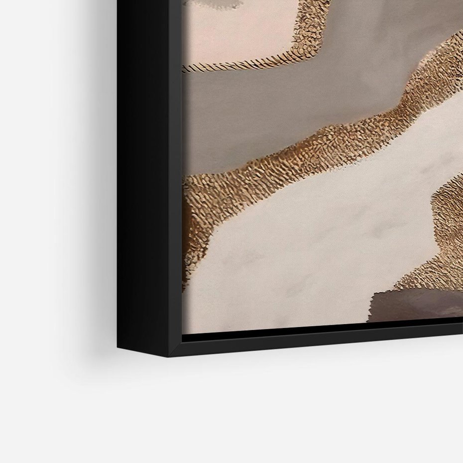Obraz w ramie 50x50 - Płynne Fale - abstrakcja, neutralne kolory - rama czarna