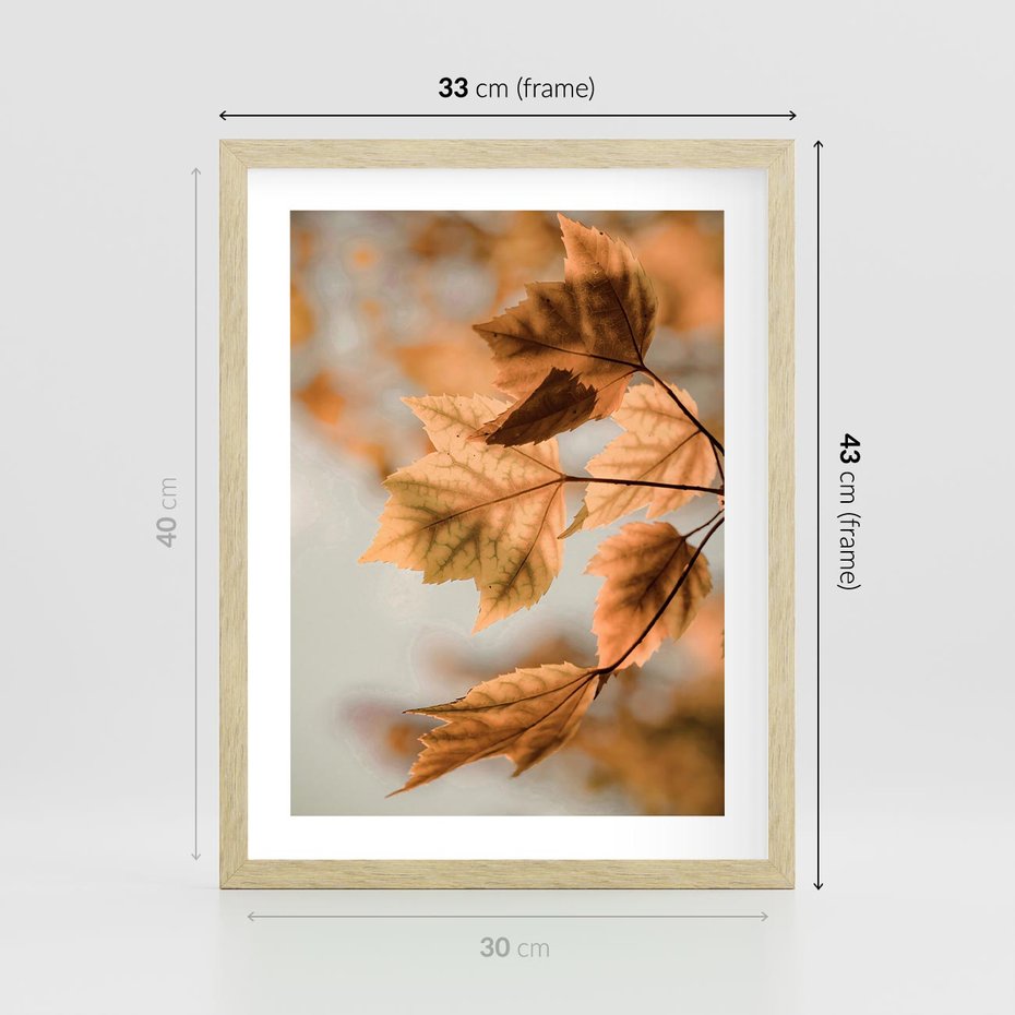 Plakat w ramie 30x40 - Magia Jesieni - liście, jesień - rama drewno