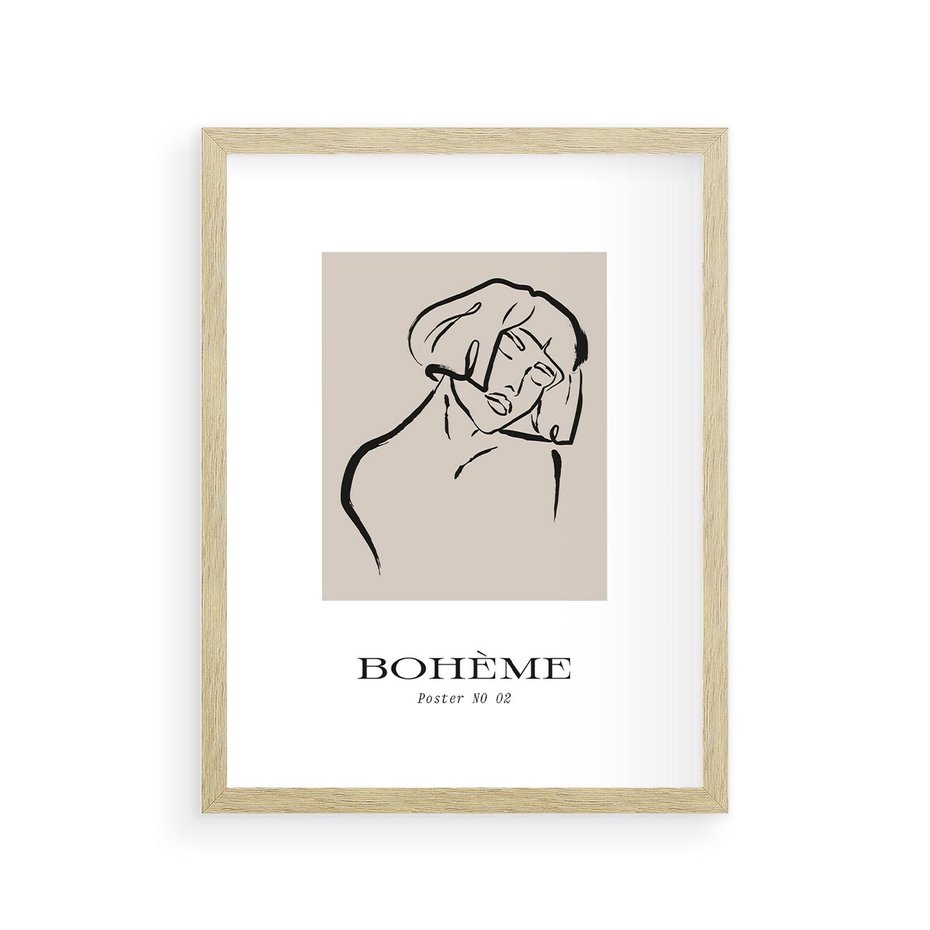 Plakat w ramie 30x40 - Echa Nieznanych Konturów - boho plakat, typografia - rama drewno