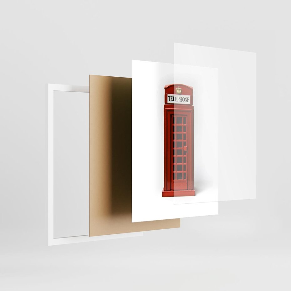 Plakat w ramie 50x70 - Ikona Londynu - Londyn, budka - rama biała