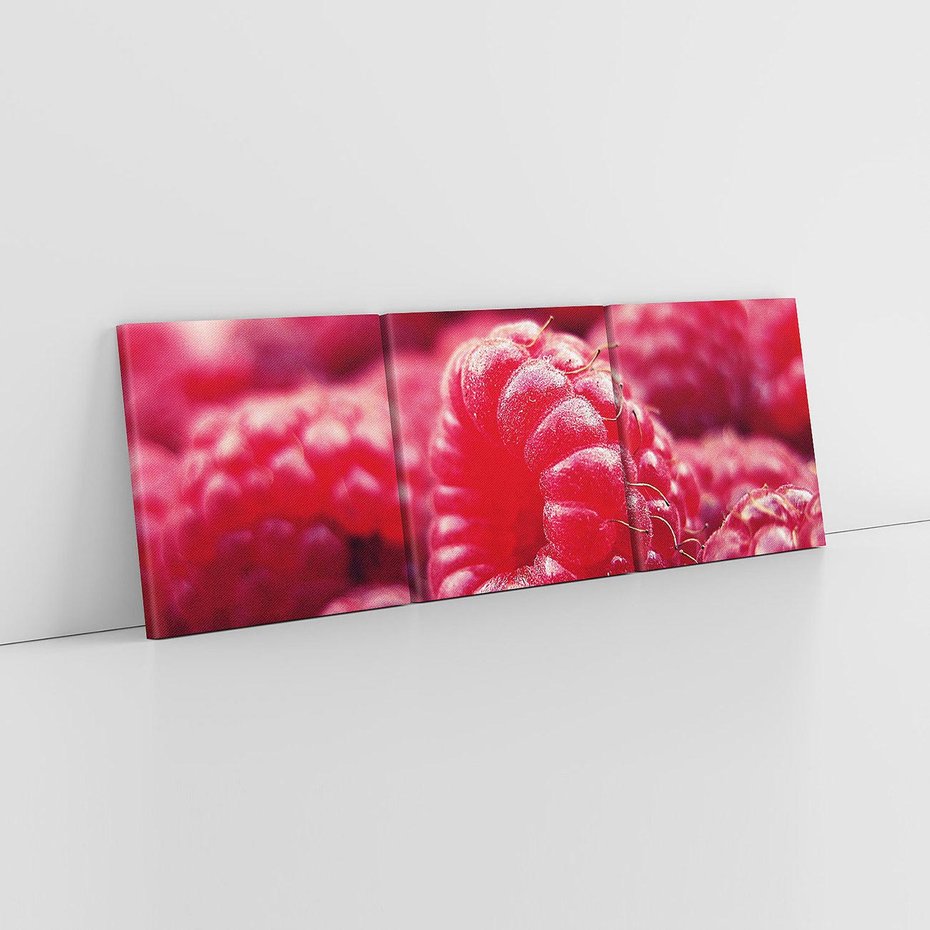 Obraz na płótnie 120x40 - Maliny Soczysta Eksplozja - maliny, owoce