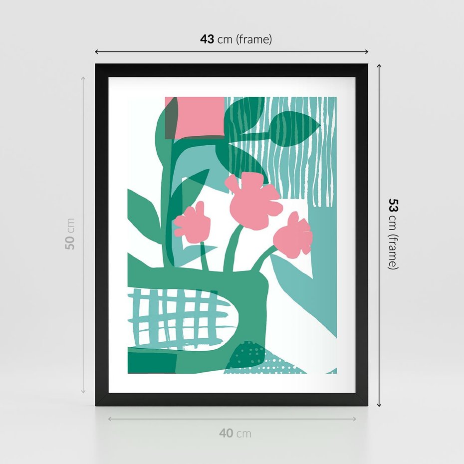 Plakat w ramie 40x50 - Harmonijne Plamy - abstrakcyjne pastelowe kwiaty, nowoczesna sztuka - rama czarna