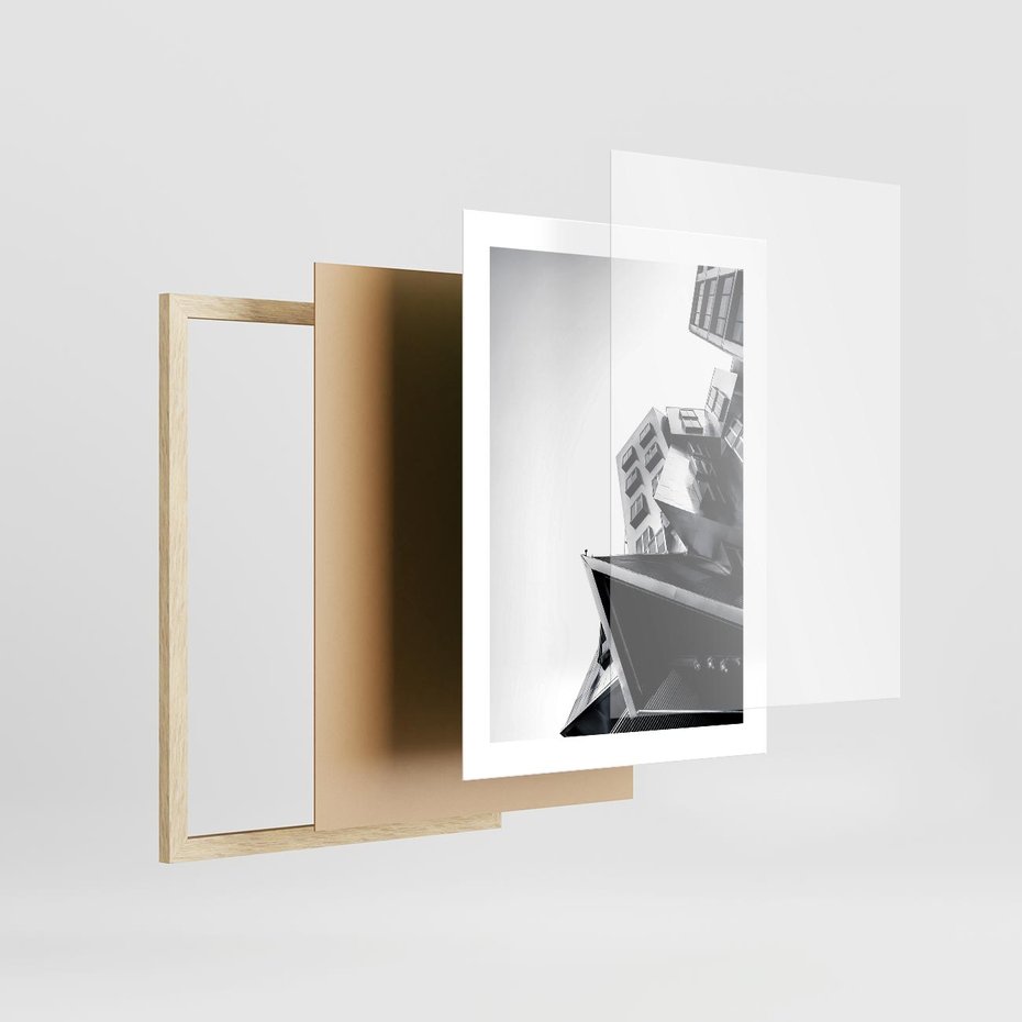 Plakat w ramie 30x40 - Czarno-Biały Świat - architeltura, surowość - rama drewno