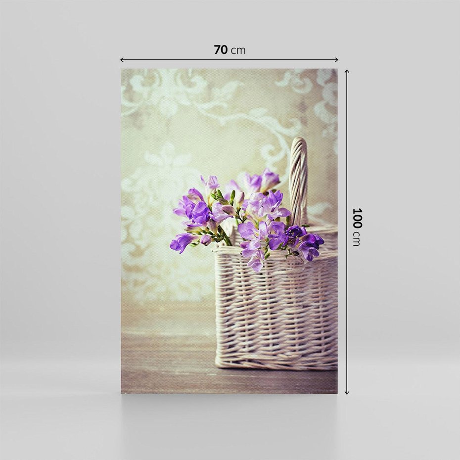 Obraz na płótnie 70x100 - Kwiatowy koszyk - kwiaty, koszyk