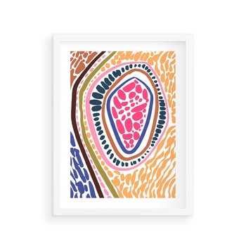 Plakat w ramie 50x70 - Rozchlapane Wizje - kolorowe wzory, tęczowe żywe kolory - rama biała