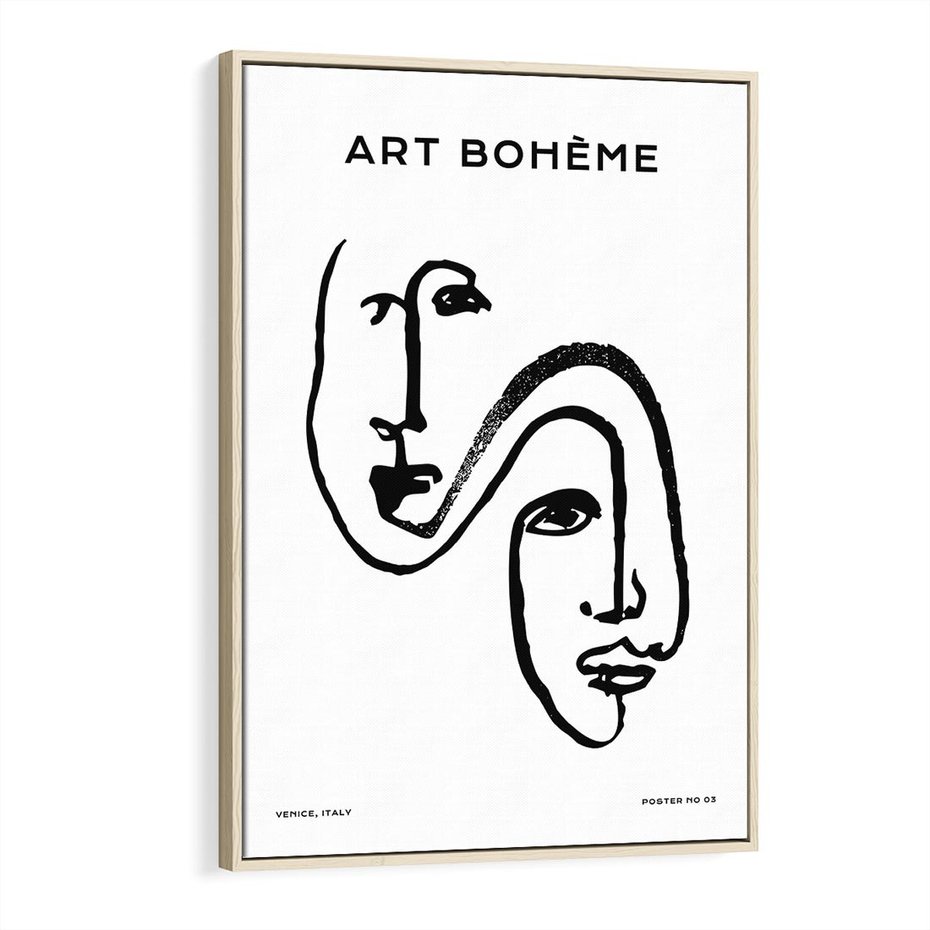 Obraz w ramie 80x120 - Rozbijające Granice Boho - boho sztuka, twarze - rama drewno
