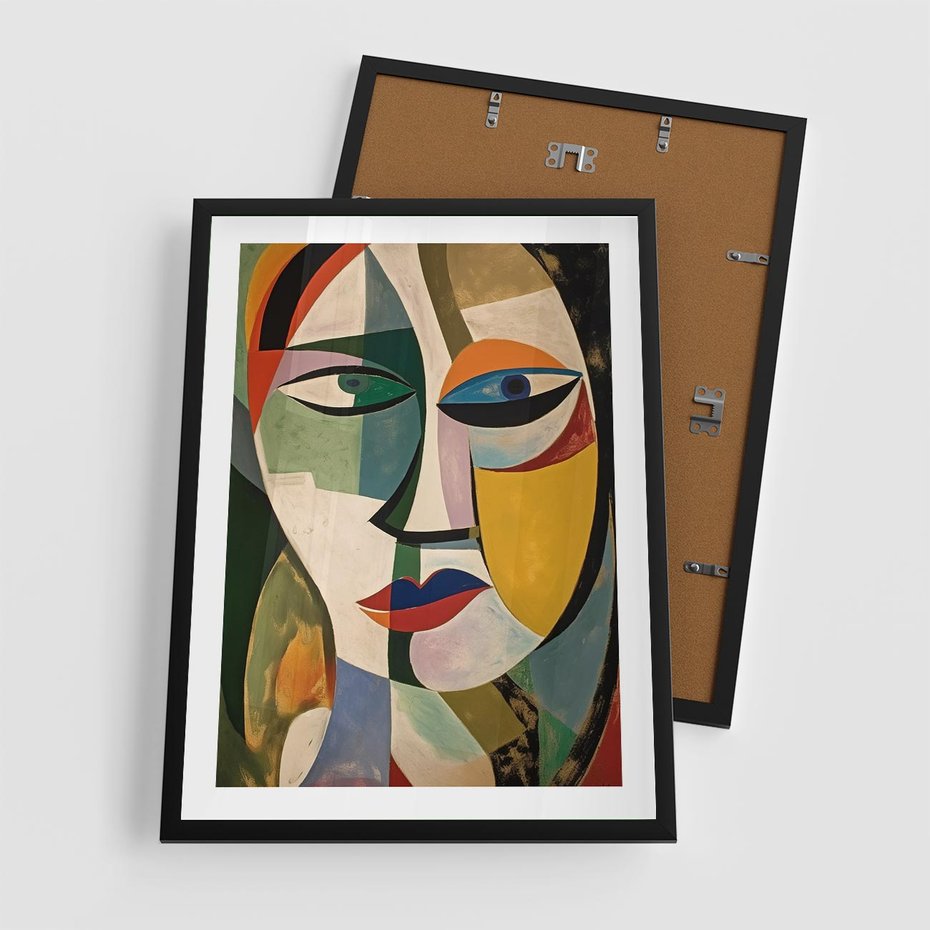 Plakat w ramie 50x70 - Kolorowe Dziwne Wyobrażenia - abstrakcyjny obraz, olejny - rama czarna