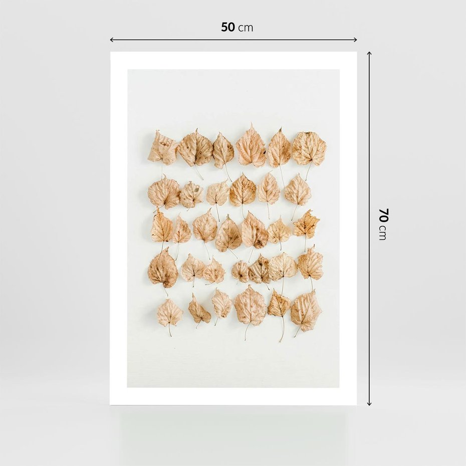 Plakat bez ramy 50x70 - Liście Złotego Sezonu - kompozycja z suchych żółtych liści