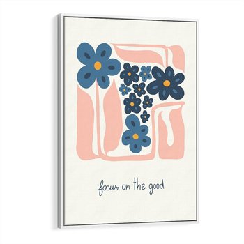 Obraz w ramie 70x100 - Linie kwiatowych marzeń - minimalistyczna kwiatowa kompozycja, pastelowe kolory - rama biała