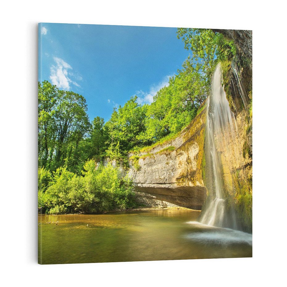 Obraz na płótnie 50x50 - Wodospad: Skały w ruchu - wodospad, las