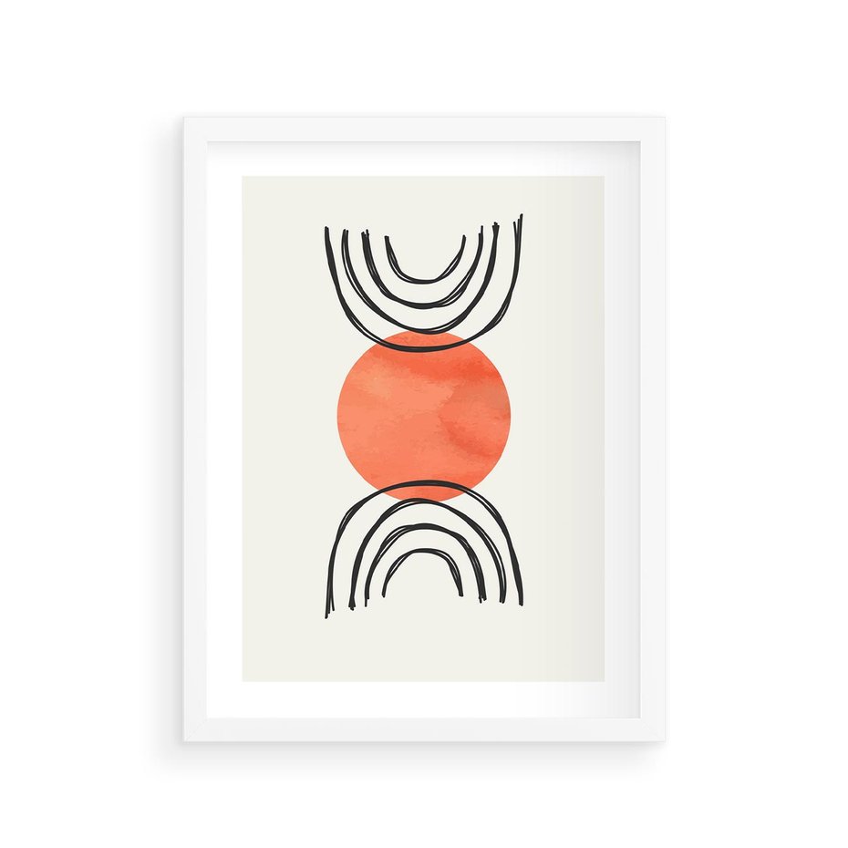 Plakat w ramie 30x40 - Lustrzane Widzenie - koło, boho styl - rama biała