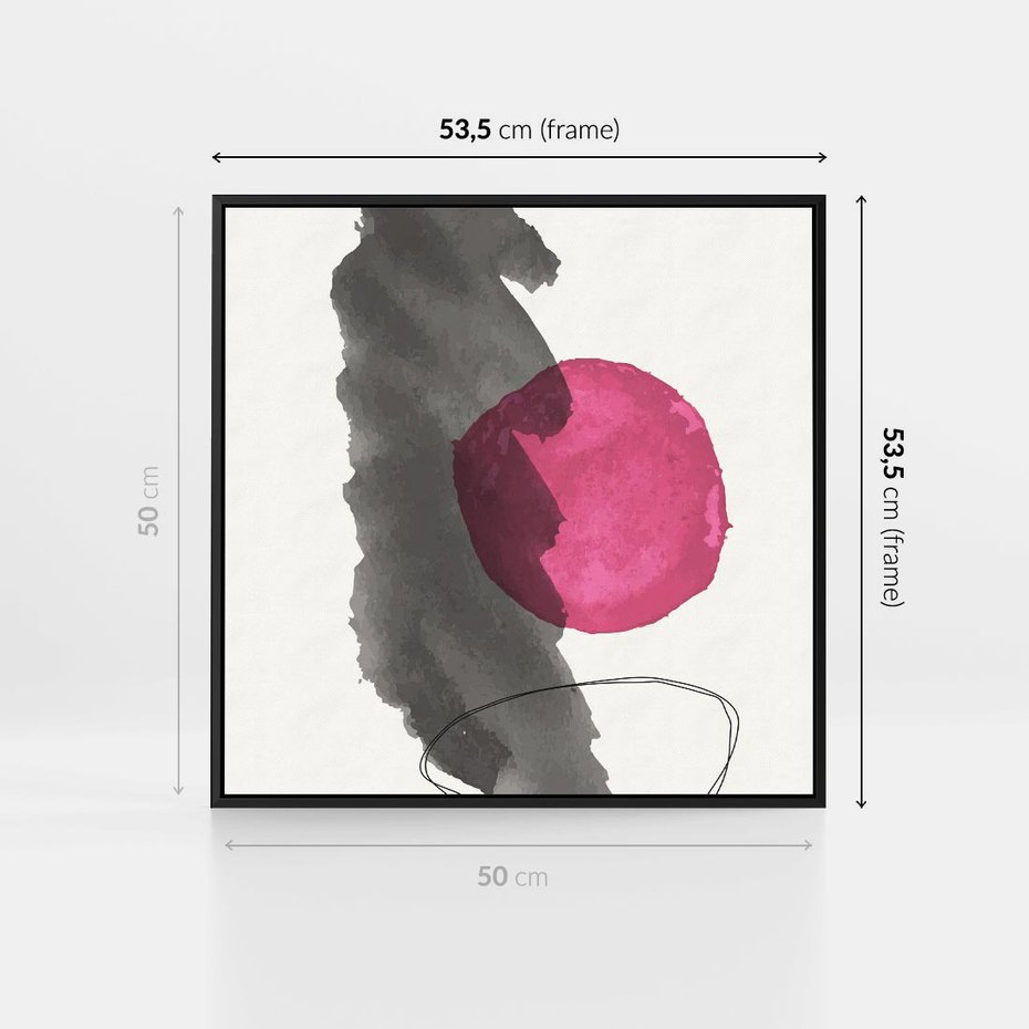 Obraz w ramie 50x50 - Bezczasowe Rytmy - abstrakcyjne nieregularne plamy, czarny - rama czarna