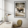 Plakat bez ramy 30x40 - Spotkanie z Żubrem na Leśnej Drodze - żubr, las