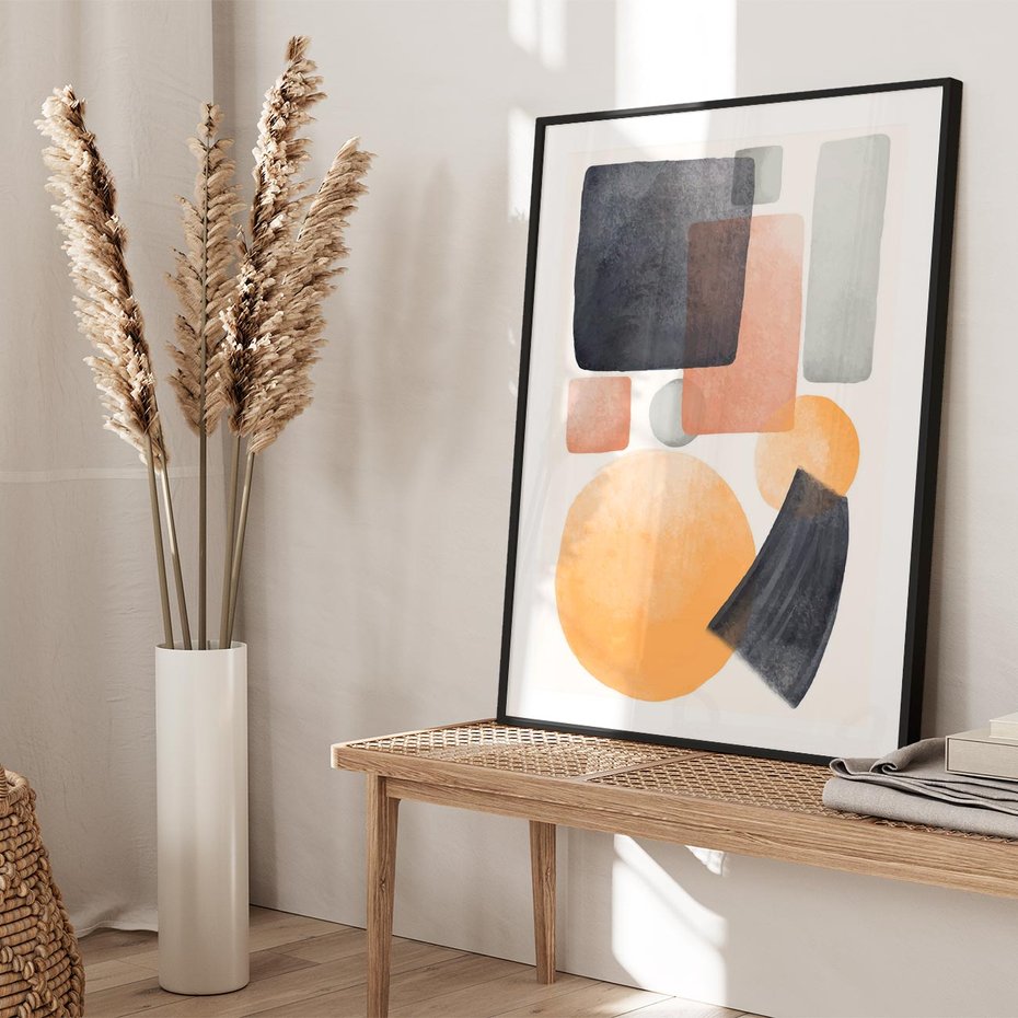 Plakat w ramie 50x70 - Geometria w Abstrakcji - abstrakcja, proste formy - rama czarna