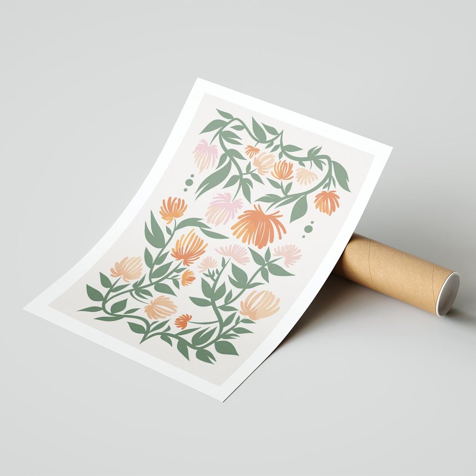 Plakat bez ramy 21x30 - Kwiatowe Odbicia - kwiaty polne, plakat