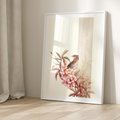 Plakat bez ramy 21x30 - Kwiatowe Zanurzenie - japońska sztuka, ptak