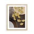 Plakat w ramie 40x50 - Magia Jesieni - złote, liście - rama drewno
