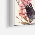Obraz w ramie 80x80 - Szept Japonii - japońska sztuka, ptak - rama biała