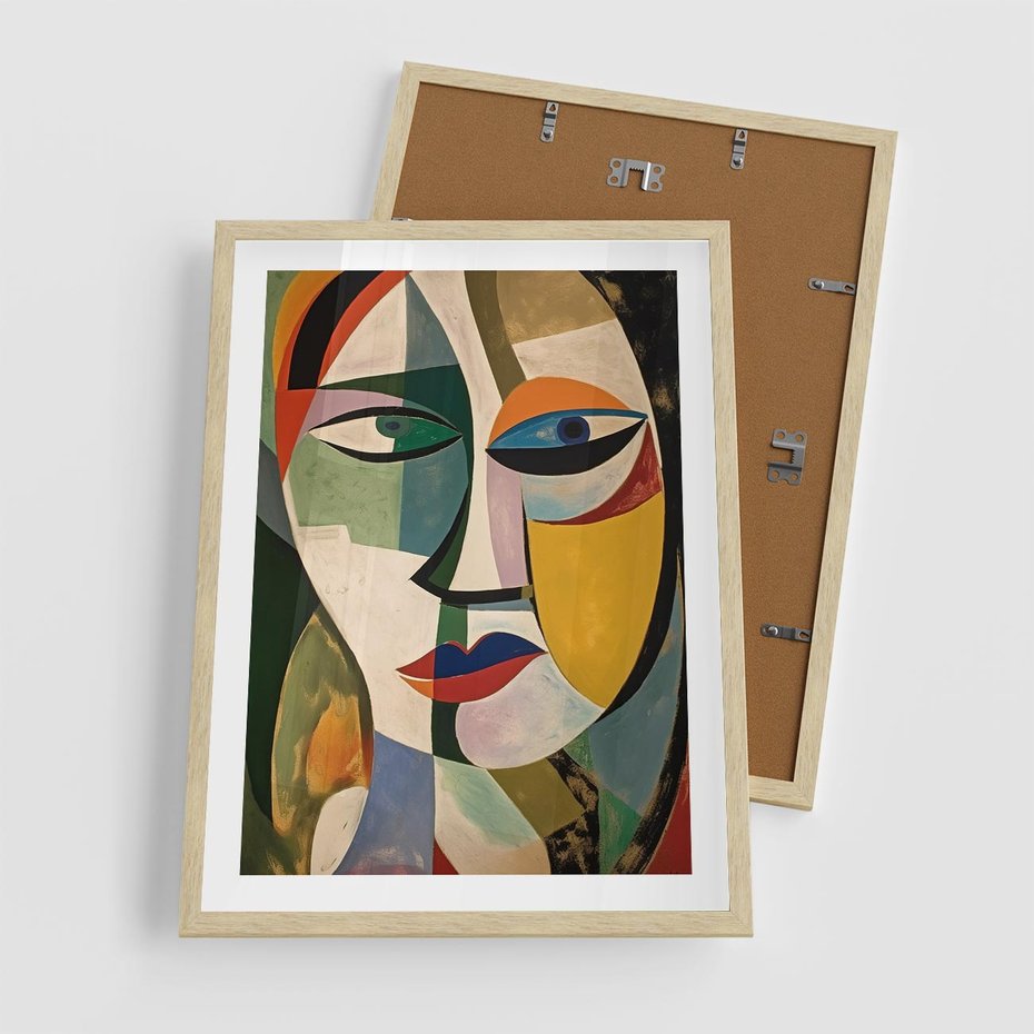 Plakat w ramie 50x70 - Kolorowe Dziwne Wyobrażenia - abstrakcyjny obraz, olejny - rama drewno