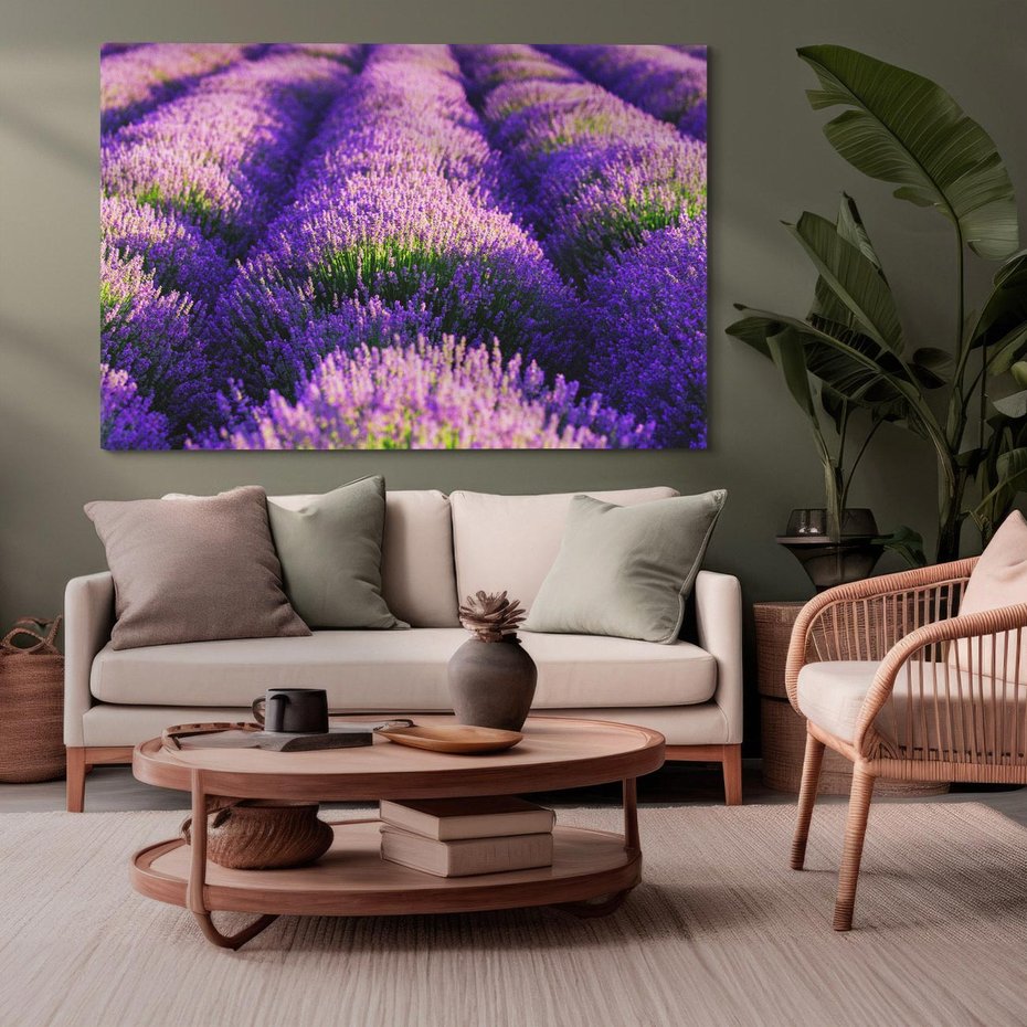 Obraz na płótnie 120x80 - Malownicze Pole Lawendy - lawenda, pole
