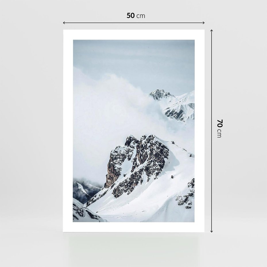 Plakat bez ramy 50x70 - Górski Majestat - górskie szczyty pod śniegiem, górski krajobraz