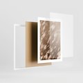 Plakat w ramie 30x40 - Abstrakcyjna Kompozycja: Cień na Ścianie - cień na ścianie, beżowe kolory - rama biała
