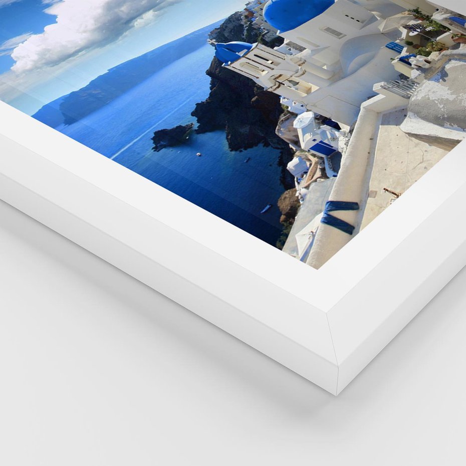 Plakat w ramie 40x50 - Magiczne Widoki - Santorini, perspektywa - rama biała