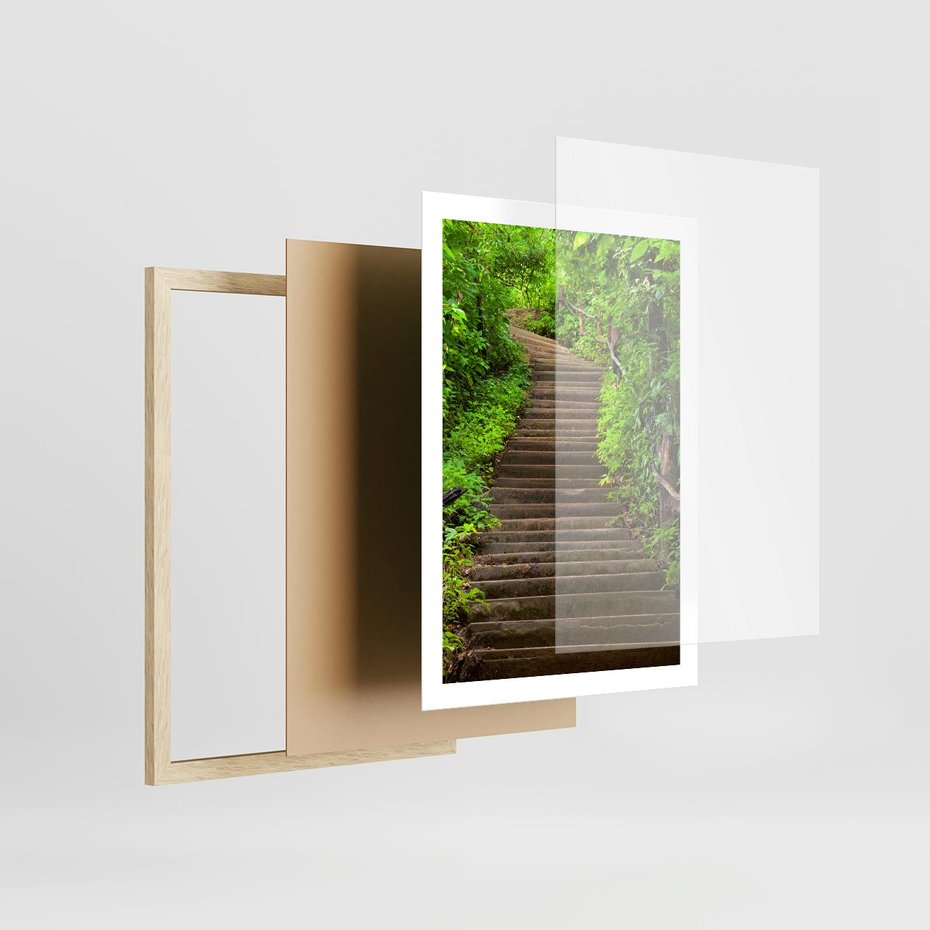 Plakat w ramie 50x70 - Magia Leśnej Ścieżki - ścieżka, w lesie - rama drewno