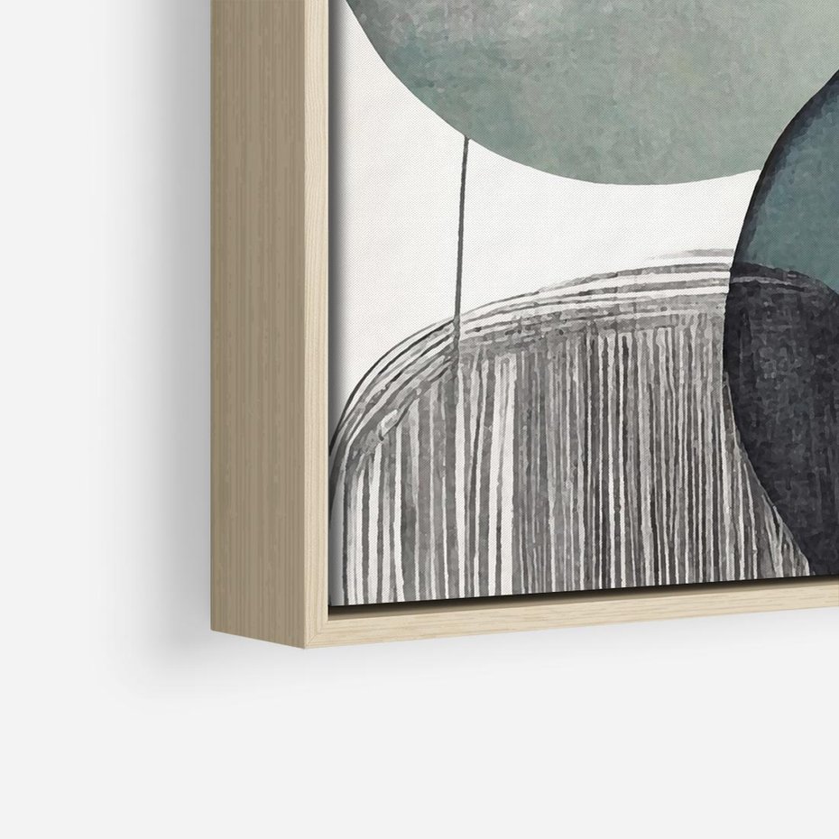 Obraz w ramie 50x50 - Przenikające Formy Duszy - abstrakcyjny obraz, geometryczne obłe formy - rama drewno