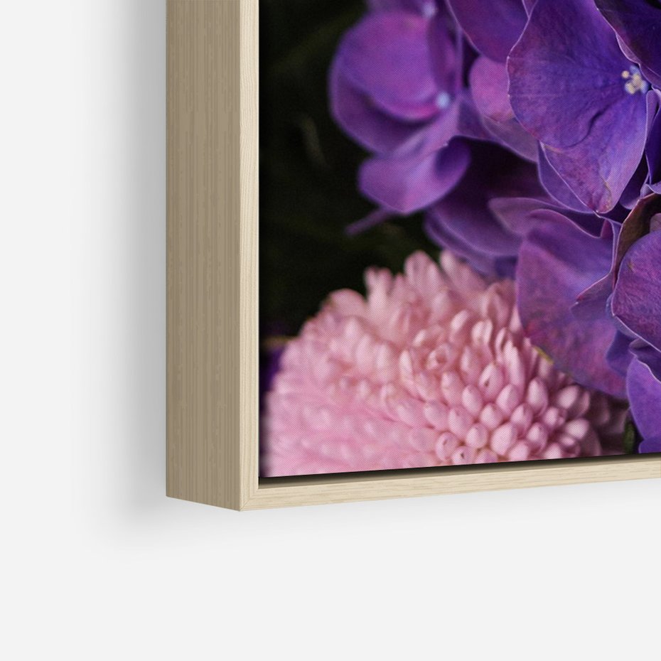 Obraz w ramie 70x100 - Fioletowa hortensja - kwiaty, hortensja - rama drewno