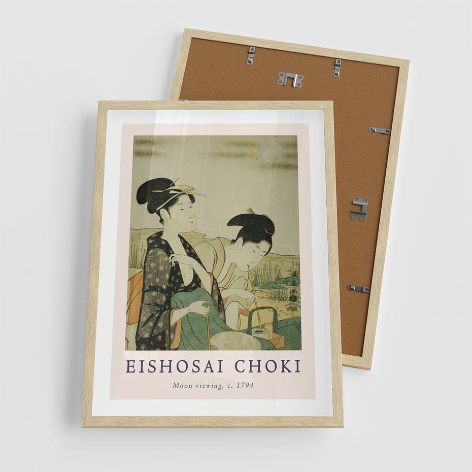 Plakat w ramie 50x70 - Rycina Eishosai Choki - staraa chińska rycina, eishosai choki - rama drewno